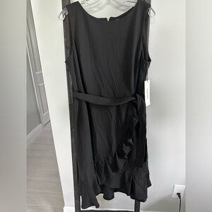 Calvin Klein black ruffled skirt dress